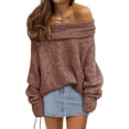 thumbnail image 1 of Womens Off The Shoulder Sweater Oversized Batwing Sleeve Loose Pullover Sweaters Tops, 1 of 13