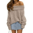 thumbnail image 1 of Womens Off The Shoulder Sweater Oversized Batwing Sleeve Loose Pullover Sweaters Tops, 1 of 7