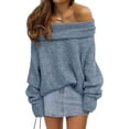 thumbnail image 1 of Womens Off The Shoulder Sweater Oversized Batwing Sleeve Loose Pullover Sweaters Tops, 1 of 13
