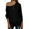 thumbnail image 1 of Womens Off The Shoulder Sweater Oversized Knit Long Sleeve Sweaters Tunic Tops, 1 of 7
