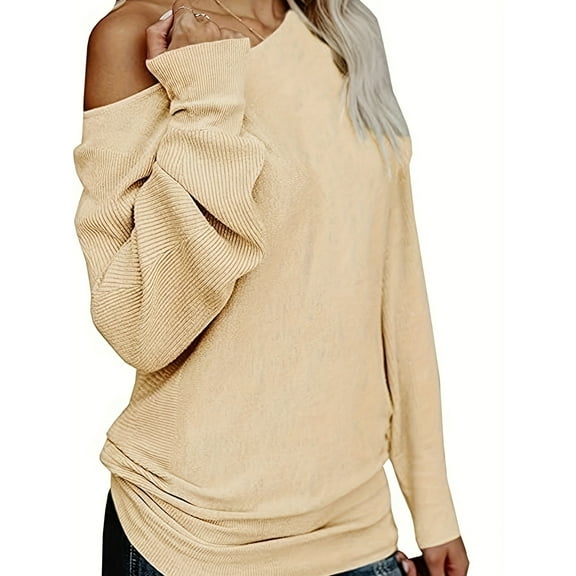Womens Off The Shoulder Sweater Oversized Knit Long Sleeve Sweaters Tunic Tops