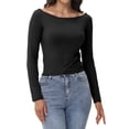 thumbnail image 1 of Womens Off The Shoulder Tops Long Sleeve Basic T Shirts Going Out Cute Fall Fashion 2024, 1 of 7