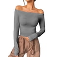 thumbnail image 1 of Womens Off The Shoulder Tops Long Sleeve Basic T Shirts Going Out Cute Fall Fashion 2024, 1 of 8