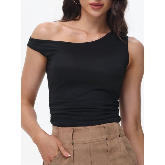 Womens Off The Shoulder Tops Sleeveless Shirts Going Out Crop Tank Tops Slim Fitted Summer Outfits