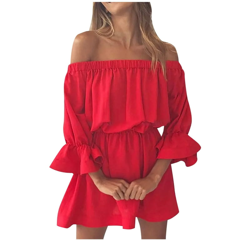 Chiffon Cold Shoulder Mini Vacation Dresses Chiffon Cold Shoulder Mini Vacation Dresses