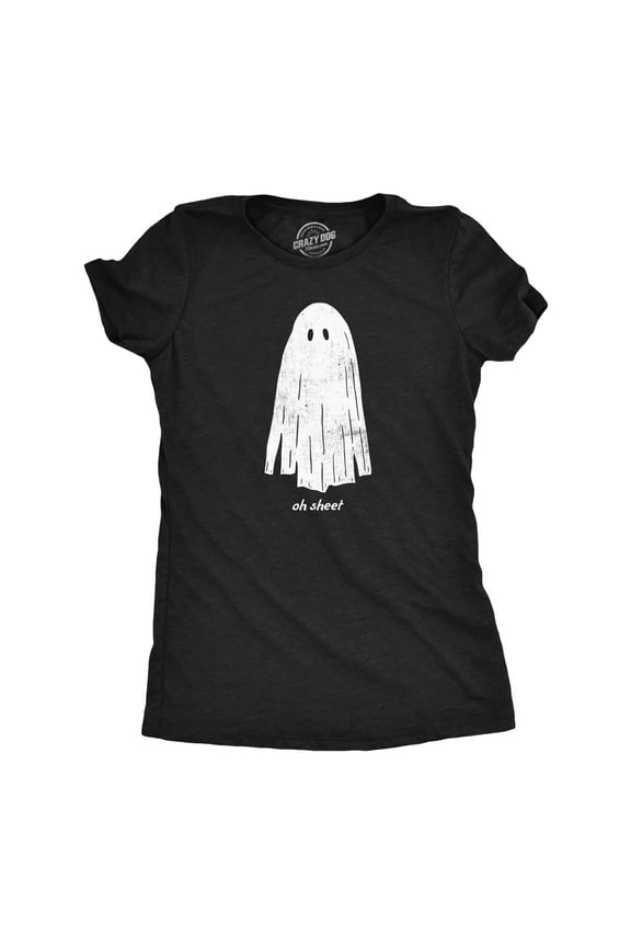 Womens Oh Sheet T Shirt Funny Spooky Halloween Party Ghost Bedsheet Joke Tee for Ladies Womens Graphic Tees