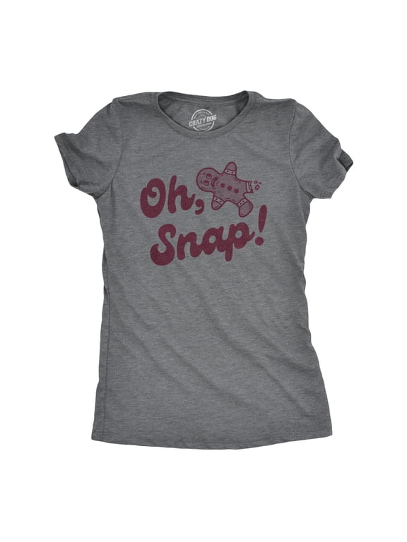 Womens Oh Snap T Shirt Funny Christmas Gingerbread Cookie Broken Leg Tee for Ladies Womens Graphic Tees