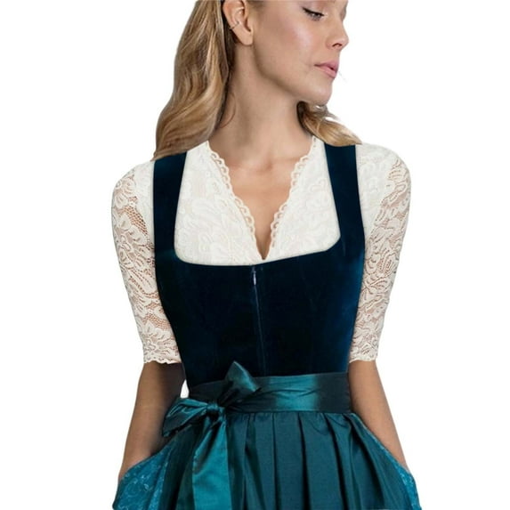 Womens Oktoberfest Dirndl Blouse Bavarian Traditional White Dirndl Shirts Summer Beer Festival Short Sleeve Crop Tops