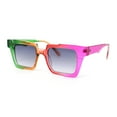 thumbnail image 1 of Womens Old Fashion Retro Horn Rim Plastic Rectangular Sunglasses Green Orange Pink - Smoke, 1 of 1