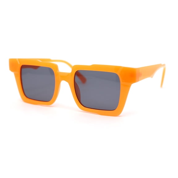 Womens Old Fashion Retro Horn Rim Plastic Rectangular Sunglasses Orange - Black
