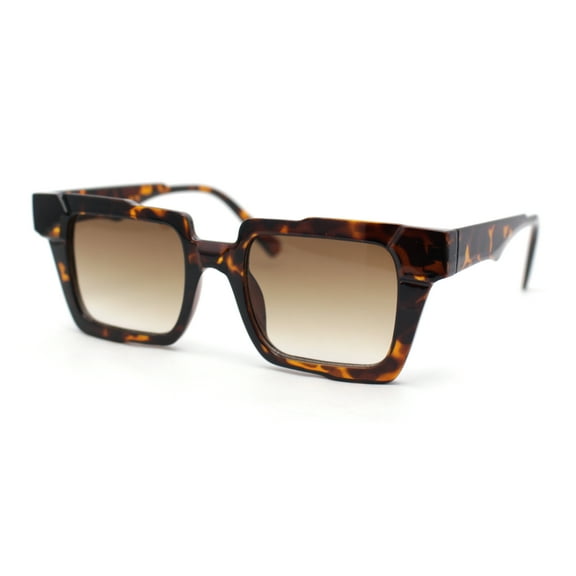 Womens Old Fashion Retro Horn Rim Plastic Rectangular Sunglasses Tortoise - Brown
