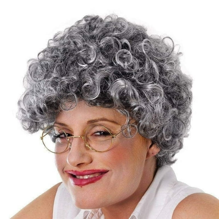 Womens Old Lady Curly Wigs Female Halloween Costume Walmart