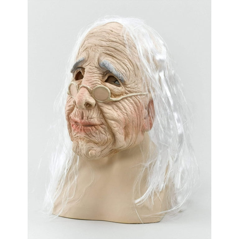 Womens Old Woman Mask & Hair Budget Rubber Masks Female Halloween Costume