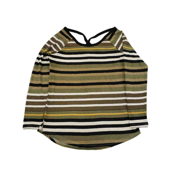Womens Olive Green Black Stripes Long Sleeve Shirt Top Lightweight Sweater 3X