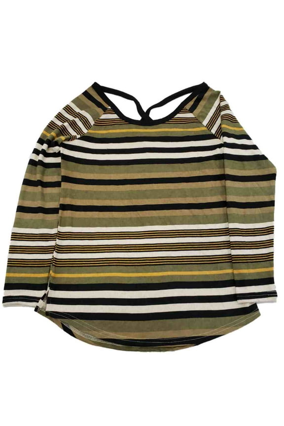 Womens Olive Green Black Stripes Long Sleeve Shirt Top Lightweight Sweater 3X