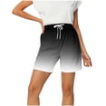 thumbnail image 1 of Womens Ombre Wide Leg Shorts High Waisted Drawstring with Pockets Casual Workout Boho Black XXL, 1 of 5