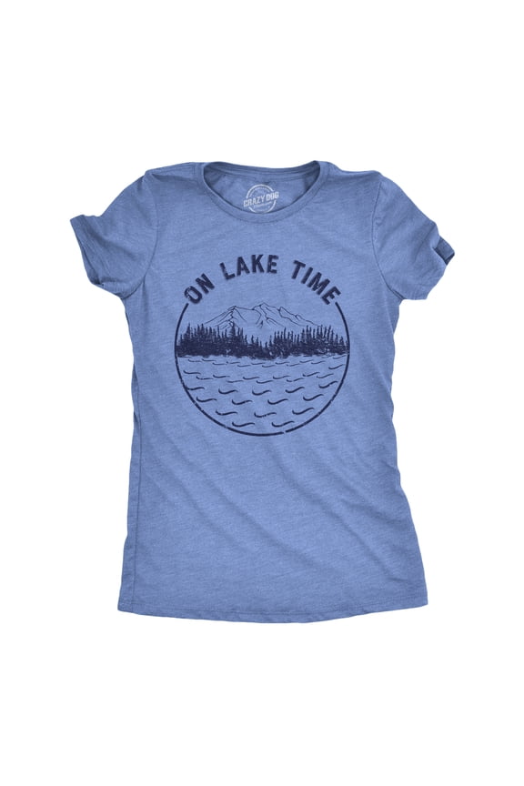 Womens On Lake Time T Shirt Funny Summer Vacation Outdoors Tee for Ladies Womens Graphic Tees
