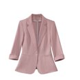 thumbnail image 1 of Womens One Button Blazer Notch Laple Collar 3/4 Sleeve Business Casual Outfits Open Front Suit Jackets (4XL, Pink), 1 of 5