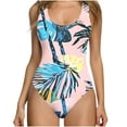 thumbnail image 1 of Womens One Piece Bathing Suit Summer Floral Print Tummy Control Swimsuits Square Neck Ruched Modest Swimwear, 1 of 3