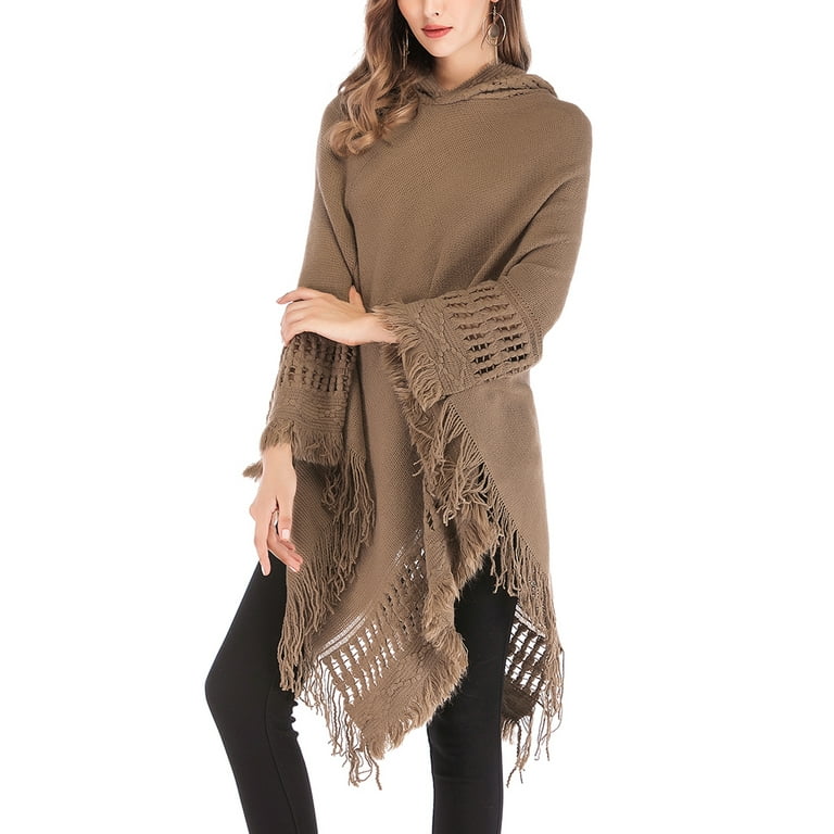 Zip up poncho sweater sale