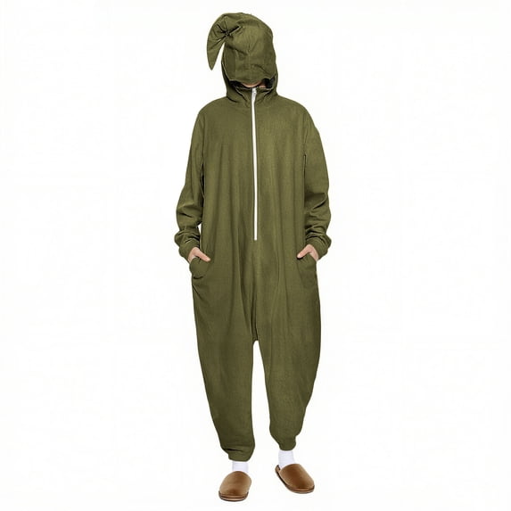 Womens One Piece Jumpsuits Zip-Up Pajamas Casual Hooded Onesies Long Sleeve Jogger Playsuits Loungewear with Pockets Army Green, XL
