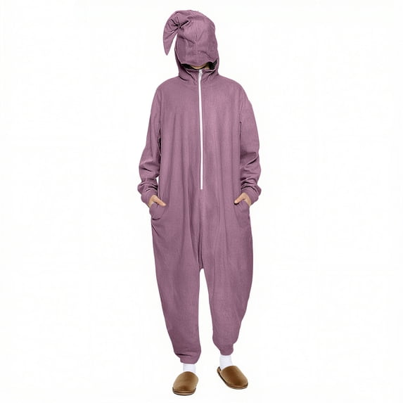 Womens One Piece Jumpsuits Zip-Up Pajamas Casual Hooded Onesies Long Sleeve Jogger Playsuits Loungewear with Pockets Purple, XS