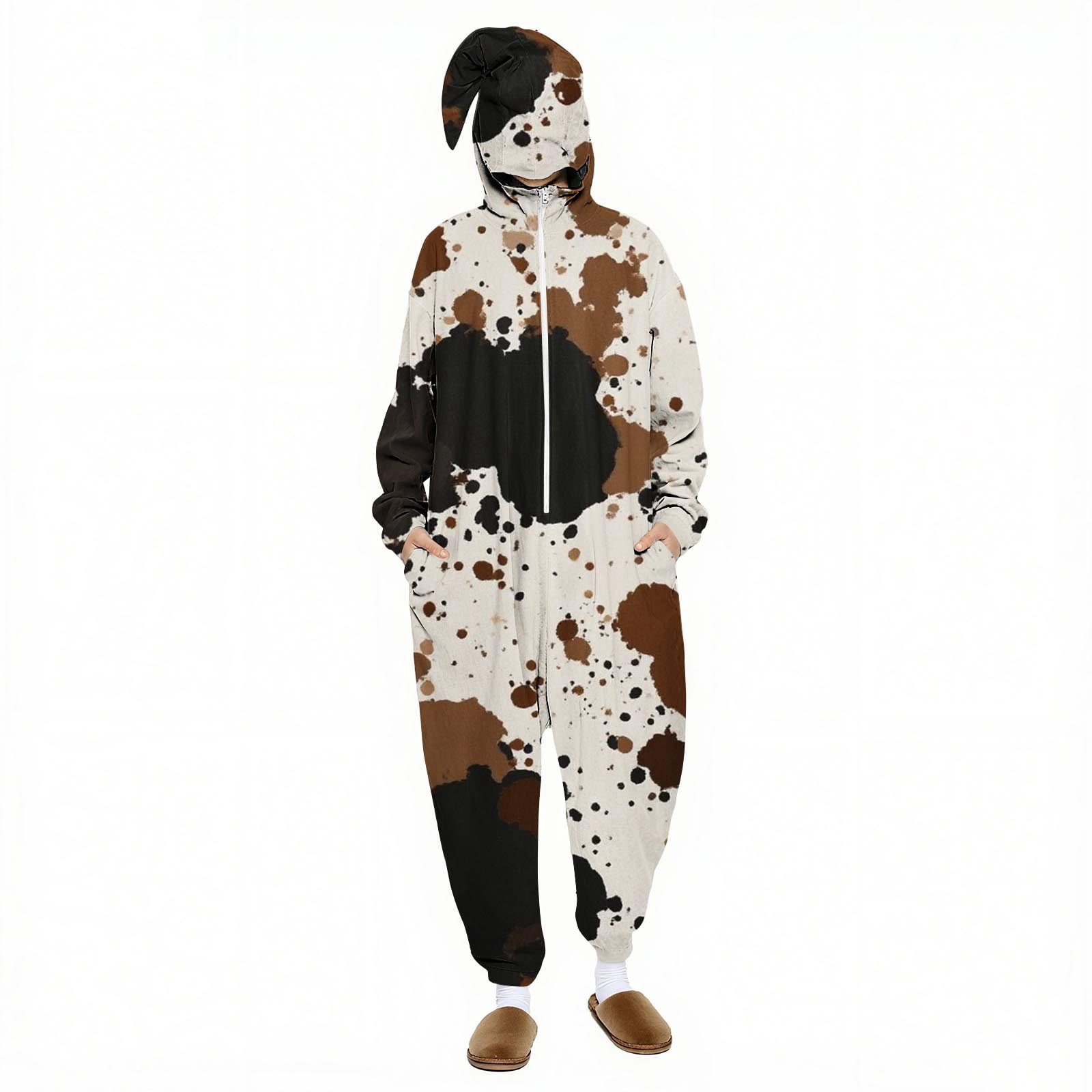 Womens One Piece Jumpsuits Zip-Up Pajamas Novelty Hooded Onesies Long ...