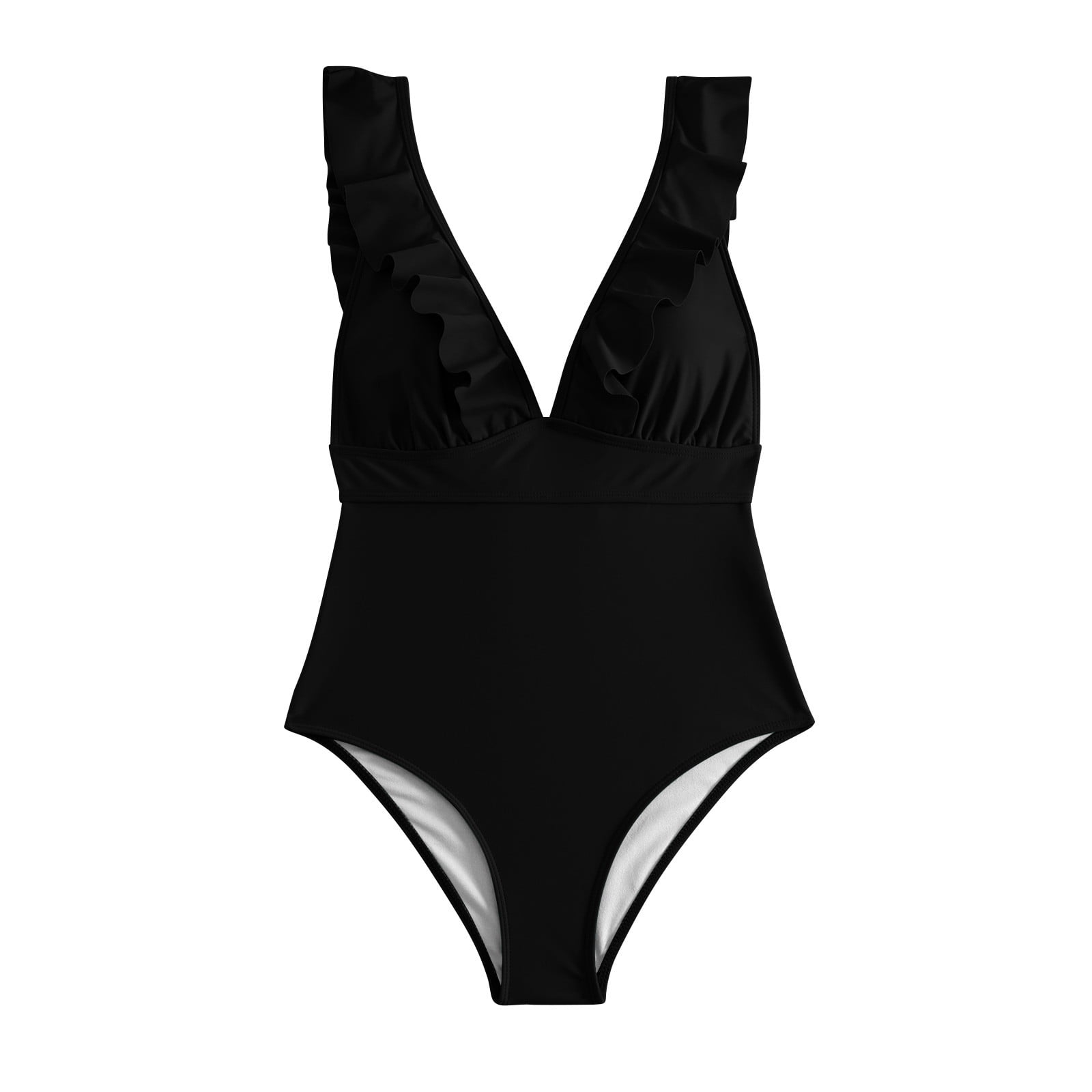 Womens One Piece Shapewear Swimsuit 2025 Ruffle Trim Deep V Neck