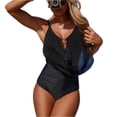 thumbnail image 1 of Womens One Piece Swimsuit Cowl Neck Bathing Suit Draped Front Tummy Control Monokini Swimwear, S, 1 of 7