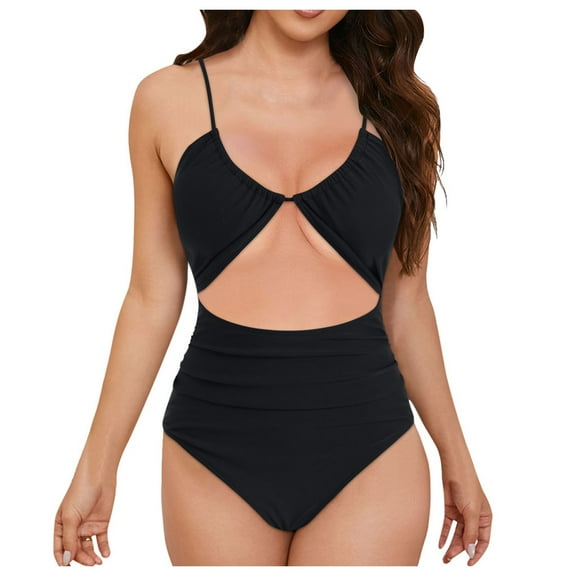 Womens One Piece Swimsuit Tummy Control Bathing Suit Sexy Flattering Cheeky High Cut Out Cute Ladies Swimwear