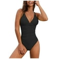 thumbnail image 1 of Womens One Piece Swimsuit Tummy Control Swimsuits V-Neck Push Up Swimwear Full Coverage Slimming Bathing Suits, 1 of 9