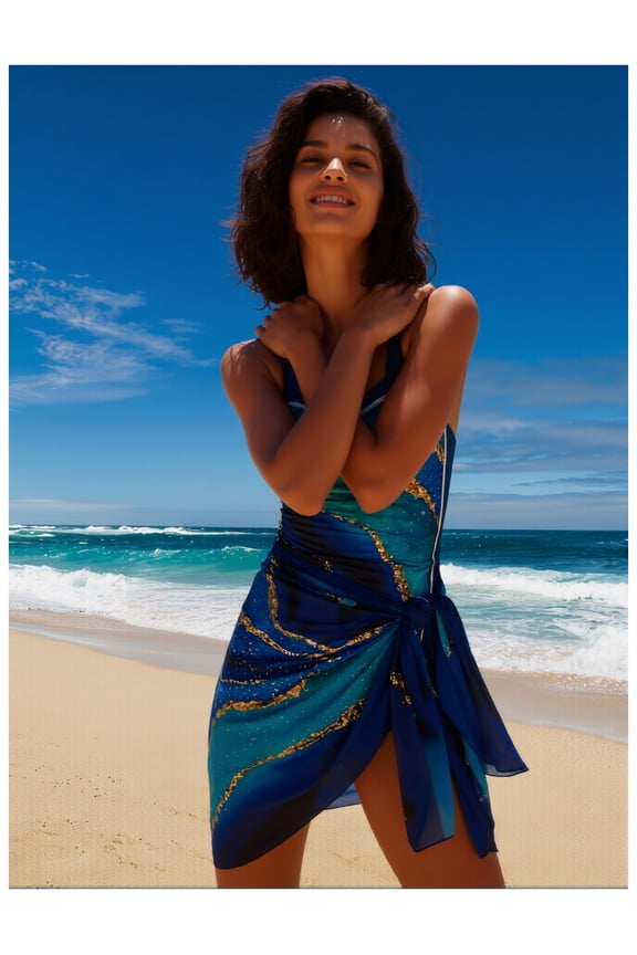 Womens One Piece Swimsuit with Cover Up - Floral Bathing Suit 1 Piece Swimsuit with Sarong Wrap Beach Cover Up Set - Summer Swimwear for Women