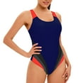 thumbnail image 1 of Womens One Piece Swimsuits Color-Block Cutout Back Bathing Suit Tummy Control Ruched Swimwear, 1 of 6