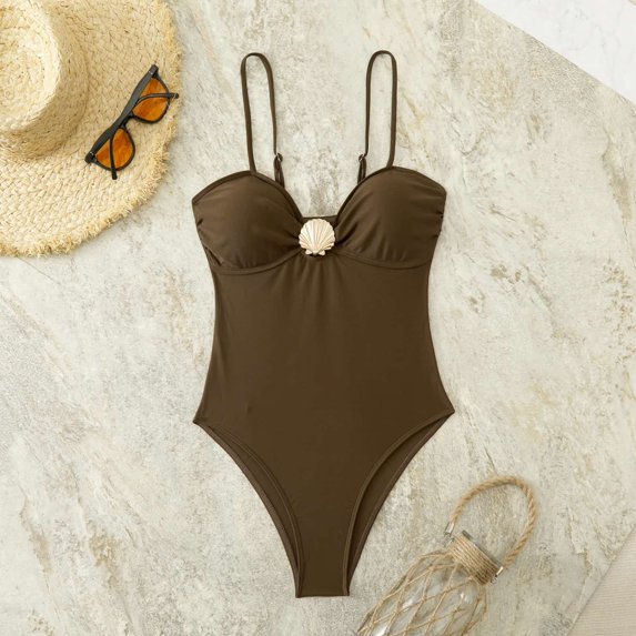 Womens One Piece Swimsuits Cut Out Halter Metal Bathing Suit