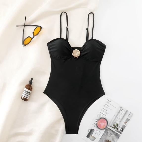 Womens One Piece Swimsuits Cut Out Halter Metal Bathing Suit