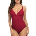 thumbnail image 1 of Womens One Piece Swimsuits Scalloped High Cut Backless Monokinis Bathing Suits, 1 of 6