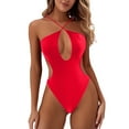 thumbnail image 1 of Womens One-Piece Swimsuits Solid Color Sexy Backless Monokini One Piece Swimsuit Women Swimwears Beachwear,Red,M, 1 of 5