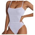 thumbnail image 1 of Womens One-Piece Swimsuits Solid Color Summer Large Beach Bikini Fashion Sexy Swimsuit Swimwears Bathing Suits,White,L, 1 of 9