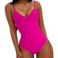 thumbnail image 1 of Womens One-Piece Swimsuits Summer Solid Color V Neck Spaghetti Strap Backless Sexy Slim Tankinis Bathing Suits, 1 of 7