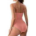 thumbnail image 1 of Womens One Piece Swimsuits Tummy Control High Waisted Ribbed Bathing Suit 1 Piece Monokini Swimsuit, 1 of 5