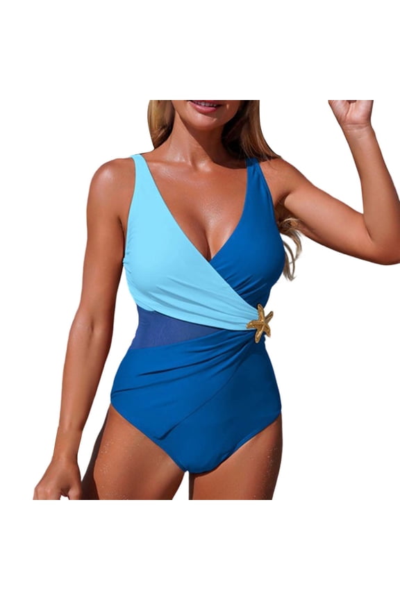 Womens One Piece Swimsuits V Neck Adjustable Drawstring Ruched Bathing Suit Swimwear 2026