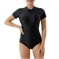 thumbnail image 1 of Womens One-Piece Swimsuits Zipper Short Sleeve Rash Guard Surfing Suit Swimming Monokini, 1 of 4