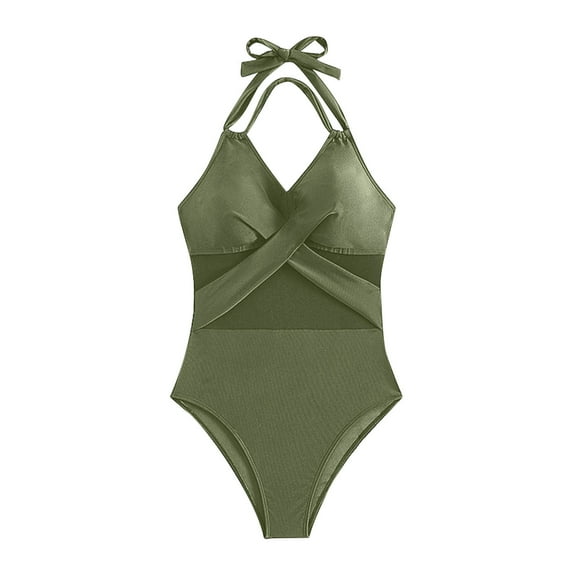 Womens One Pieces Swimsuits,Summer Casual One Piece Swimsuits for Women Tummy Control,One Piece Swimsuits for Women Plus Size ,Women's V Neck Mesh Swimsuit Sexy Fashion Bikini Bathing Suit