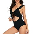 thumbnail image 1 of Womens One Pieces Swimsuits,Summer Casual One Piece Swimsuits for Women Tummy Control,One Piece Swimsuits for Women,Women's Solid Color Fashion Sexy Adjustable Frenum Flounce Backless Bikinis, 1 of 4
