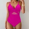thumbnail image 1 of Womens One Pieces Swimsuits,Summer Casual One Piece Swimsuits for Women Tummy Control,Women Oversized Sleeveless Solid Swimsuits Bikini Set with Neck Hanging V-neck Sleeveless Swimwear, 1 of 4