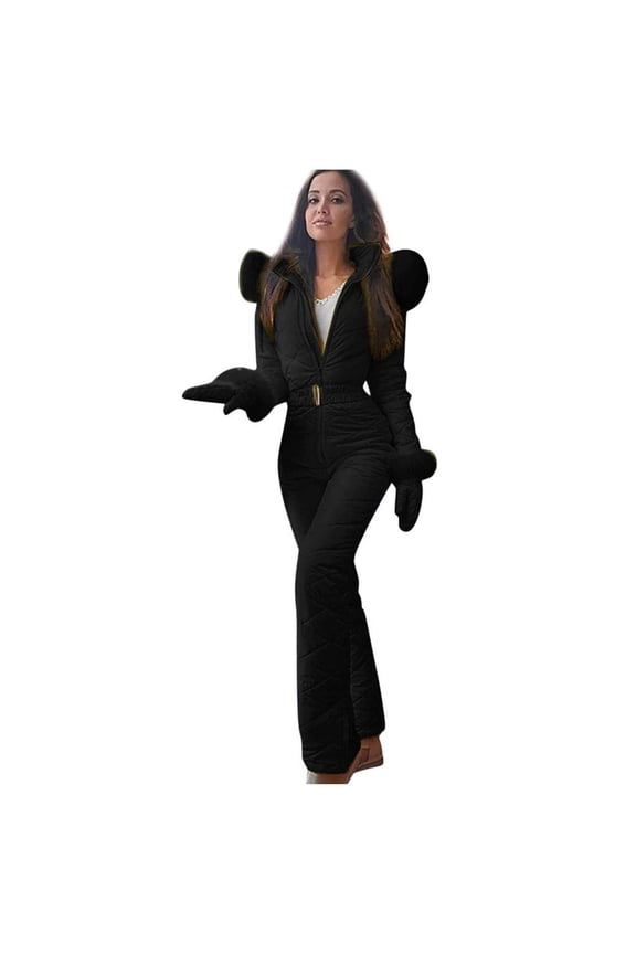 Womens One Pieces Thick Warm Fashion Hooded Ski Suit Jumpsuits Coveralls Winter Outdoor Snowsuits for Snow Sports