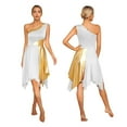 thumbnail image 1 of Womens One Shoulder Ballet Lyrical Tank Dance Dress Liturgical Church Praise Tunic, 1 of 7