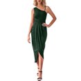 thumbnail image 1 of ZQUUVOU Womens One Shoulder Long Formal Dress Summer Sleeveless Bodycon Ruched Wrap Split Cocktail Dresses Green, 1 of 7