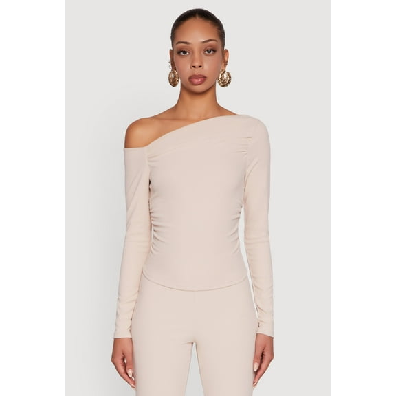Womens One Shoulder Long Sleeve Blouse