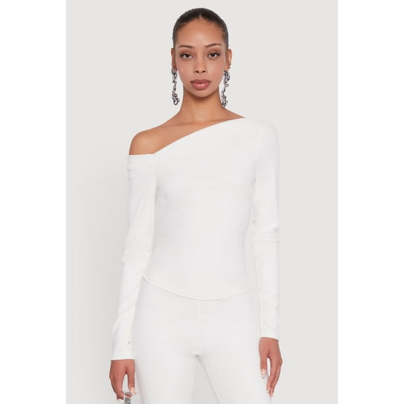 Womens One Shoulder Long Sleeve Blouse